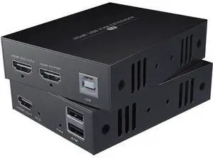 HDMI KVM USB Extender Transmit 1080p HD Video Over Cat5e/6 Ethernet Cable 50m (164ft) for Mouse and Keyboard Control Remote Signals HDMI KVM USB Extender Transmit 1080p HD Video Over Cat5e/6 Ethernet Cable 50m (164ft) for Mouse and Keyboard Control Remote Signals