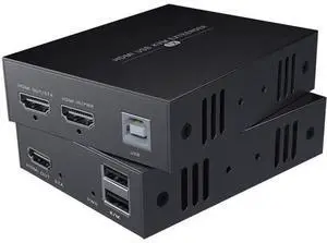 HDMI KVM USB Extender Transmit 1080p HD Video Over Cat5e/6 Ethernet Cable 50m (164ft) for Mouse and Keyboard Control Remote Signals HDMI KVM USB Extender Transmit 1080p HD Video Over Cat5e/6 Ethernet Cable 50m (164ft) for Mouse and Keyboard Control Remote Signals