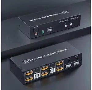 Dual Monitor KVM Switch HDMI 2 Port, 4K@60Hz KVM Switch 2 Monitors 2 Computers with Audio Microphone Output and 3 USB Ports, PC Dual Monitor Keyboard Mouse Switcher Dual Monitor KVM Switch HDMI 2 Port, 4K@60Hz KVM Switch 2 Monitors 2 Computers with Audio Microphone Output and 3 USB Ports, PC Dual Monitor Keyboard Mouse Switcher