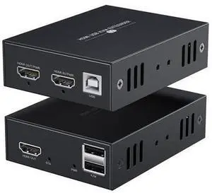 HDMI KVM USB Extender 1080P Over Cat5e/6 Ethernet Cable 50m (164ft) for Mouse and Keyboard Control Remote Signals HDMI KVM USB Extender 1080P Over Cat5e/6 Ethernet Cable 50m (164ft) for Mouse and Keyboard Control Remote Signals