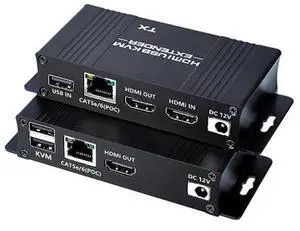 HDMI KVM USB Extender Over Cat5e/6/7-164FT HDMI to RJ45 1080P@60hz HDMI Over Ethernet KVM Extender Transmitter Receiver Support Keyboard Mouse USB Control No Latency Single Power Supply POC Function HDMI KVM USB Extender Over Cat5e/6/7-164FT HDMI to RJ45 1080P@60hz HDMI Over Ethernet KVM Extender Transmitter Receiver Support Keyboard Mouse USB Control No Latency Single Power Supply POC Function