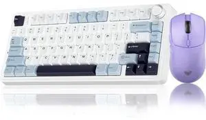 AULA Wireless Keyboard and Mouse Combo, F75 Mechanical Keyboards, Hot Swappable Custom Keyboard+SC580X Wireless Gaming Mouse Light Purple AULA Wireless Keyboard and Mouse Combo, F75 Mechanical Keyboards, Hot Swappable Custom Keyboard+SC580X Wireless Gaming Mouse Light Purple
