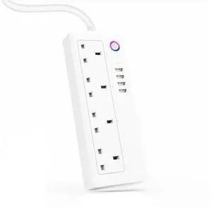 UK IP54 Rated 13A 4-Outlet WiFi Smart Power Strip with 4 USB Ports Extension Socket Compatible with Alexa Google Assistant UK IP54 Rated 13A 4-Outlet WiFi Smart Power Strip with 4 USB Ports Extension Socket Compatible with Alexa Google Assistant