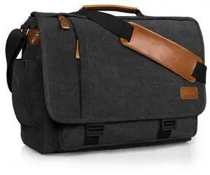 ESTARER Men Messenger Bag 15.6 inch, Water-resistant Canvas Computer Work Bag, Laptop Shoulder Bag Briefcase Satchel, Dark Grey ESTARER Men Messenger Bag 15.6 inch, Water-resistant Canvas Computer Work Bag, Laptop Shoulder Bag Briefcase Satchel, Dark Grey