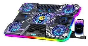 ChillCore Laptop Cooling Pad, RGB Laptop Fan Cooling Pad 9 Fans for 15.6-19.3 Inch Laptops, Gaming Laptop Cooler with 8 Height Stands, 2 USB Ports - A21 Pattern ChillCore Laptop Cooling Pad, RGB Laptop Fan Cooling Pad 9 Fans for 15.6-19.3 Inch Laptops, Gaming Laptop Cooler with 8 Height Stands, 2 USB Ports - A21 Pattern