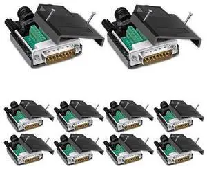 ANMBEST 10PCS DB15 Solderless Connector, RS232 D-SUB Serial to 15-pin Port 16mm Thinner Terminal Male Adapter Breakout Board with Case Long Bolts Nuts ANMBEST 10PCS DB15 Solderless Connector, RS232 D-SUB Serial to 15-pin Port 16mm Thinner Terminal Male Adapter Breakout Board with Case Long Bolts Nuts