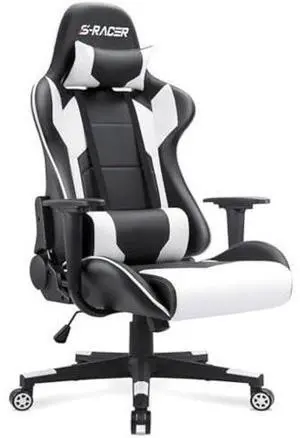Homall Gaming Chair, Office Chair High Back Computer Chair Leather Desk Chair Racing Executive Ergonomic Adjustable Swivel Task Chair with Headrest and Lumbar Support (White) Homall Gaming Chair, Office Chair High Back Computer Chair Leather Desk Chair Racing Executive Ergonomic Adjustable Swivel Task Chair with Headrest and Lumbar Support (White)