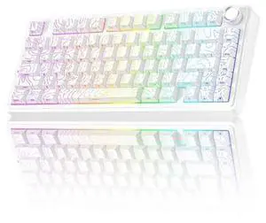 AULA F75 Pro Wireless Mechanical Keyboard with Knob,75% Hot Swappable Custom Gaming Keyboards,RGB Backlit,Pre-lubed Switches,Side Printed PBT Keycaps Creamy Sounding Computer Keyboard, Line White AULA F75 Pro Wireless Mechanical Keyboard with Knob,75% Hot Swappable Custom Gaming Keyboards,RGB Backlit,Pre-lubed Switches,Side Printed PBT Keycaps Creamy Sounding Computer Keyboard, Line White