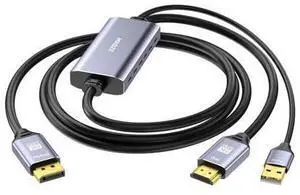 8K HDMI to Displayport Cable, 4K@120Hz HDMI 2.1 to Displayport 1.4 Adapter, USB Power, for Laptops, Discrete GPUs, PS5, and Xbox Series X, and Gaming Monitors 8K HDMI to Displayport Cable, 4K@120Hz HDMI 2.1 to Displayport 1.4 Adapter, USB Power, for Laptops, Discrete GPUs, PS5, and Xbox Series X, and Gaming Monitors