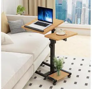 Laptop Desk Stand for Bed Portable Desk Overbed Bedside Mobile Laptop Table Rolling Foldable Table Adjustable Height with Locked Wheels & Mouse Pad for Office Sofa (Natural Color) Laptop Desk Stand for Bed Portable Desk Overbed Bedside Mobile Laptop Table Rolling Foldable Table Adjustable Height with Locked Wheels & Mouse Pad for Office Sofa (Natural Color)