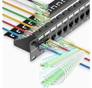 Patch Panel 24 Port Cat6a with Coupler Keystone and Cat6a Patch Cables Slim 1ft (24 Pack) White Patch Panel 24 Port Cat6a with Coupler Keystone and Cat6a Patch Cables Slim 1ft (24 Pack) White
