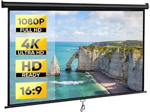 ZENY Outdoor Projector Screen Pull Down 80 Inch 16:9 HD Projection Screen, Roll Down Ceiling Projector Screen, Portable Indoor Outdoor Movie Screen ZENY Outdoor Projector Screen Pull Down 80 Inch 16:9 HD Projection Screen, Roll Down Ceiling Projector Screen, Portable Indoor Outdoor Movie Screen