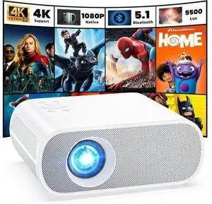 Projector, Native 1080P Full HD Bluetooth Projector with Speaker, 9500 Lumens Outdoor Portable Movie Mini Projector Compatible with Laptop, Smartphone, TV Stick, Xbox, PS5 Projector, Native 1080P Full HD Bluetooth Projector with Speaker, 9500 Lumens Outdoor Portable Movie Mini Projector Compatible with Laptop, Smartphone, TV Stick, Xbox, PS5