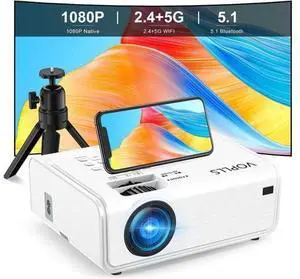 Projector with WiFi and Bluetooth, VOPLLS Portable Outdoor Projector 4K Support with Electric Focus, Native 1080P Home Movie Projector Projector with WiFi and Bluetooth, VOPLLS Portable Outdoor Projector 4K Support with Electric Focus, Native 1080P Home Movie Projector