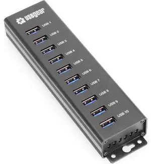 10-Port USB 3.2 Gen 1 Mountable Charging and SuperSpeed Data Hub with 5V/4A Power Adapter and USB Type-A to Type-B Cable Up to 900mA per Port Charging Function Wall and Surface Mounting 10-Port USB 3.2 Gen 1 Mountable Charging and SuperSpeed Data Hub with 5V/4A Power Adapter and USB Type-A to Type-B Cable Up to 900mA per Port Charging Function Wall and Surface Mounting