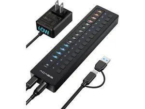 Powered USB Hub, ACASIS 16 Port 60W USB Hub 3.0 with 4*USB Smart Charging Port, 2*USB C 3.0, 4*USB A 3.0, 6*USB 2.0, Individual On/Off Switches, 12V/5A DC Power Adapter for Laptops, PC Powered USB Hub, ACASIS 16 Port 60W USB Hub 3.0 with 4*USB Smart Charging Port, 2*USB C 3.0, 4*USB A 3.0, 6*USB 2.0, Individual On/Off Switches, 12V/5A DC Power Adapter for Laptops, PC