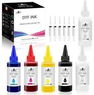 L&C DTF Ink, DTF Transfer Ink Refill for et-8550 D570 R1390 All DTF Printers, Heat Transfer Printing Ink Set 100ml X 6 L&C DTF Ink, DTF Transfer Ink Refill for et-8550 D570 R1390 All DTF Printers, Heat Transfer Printing Ink Set 100ml X 6