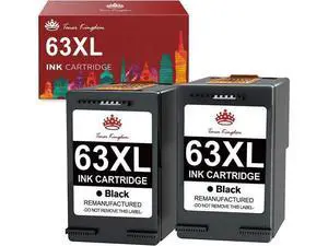 Toner Kingdom Remanufactured Ink Cartridge Replacement for 63XL Black Ink Cartridge for Officejet 3830 4650 5255 3832 Envy 4520 4512 4516 Deskjet 1112 3630 3634 3639 2132 Ink Printer (2 Black) Toner Kingdom Remanufactured Ink Cartridge Replacement for 63XL Black Ink Cartridge for Officejet 3830 4650 5255 3832 Envy 4520 4512 4516 Deskjet 1112 3630 3634 3639 2132 Ink Printer (2 Black)