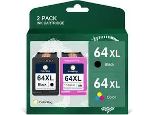 ColorKing Remanufactured Ink Cartridge Replacement 64XL 64 XL Ink Cartridge Envy Photo 7855 7858 7155 6255 7164 7864 7158 7160 6252 5542 Printer Ink Cartridges ( 1 Black, 1 Tri-Color ) ColorKing Remanufactured Ink Cartridge Replacement 64XL 64 XL Ink Cartridge Envy Photo 7855 7858 7155 6255 7164 7864 7158 7160 6252 5542 Printer Ink Cartridges ( 1 Black, 1 Tri-Color )