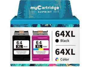 MYCARTRIDGE SUPRINT 64XL Ink Cartridge Combo Pack Remanufactured Ink Cartridge Replacement 64XL 64 Ink for Envy 7855 7155 7858 5542 6255 7800 6232 6252 Printer Black Color MYCARTRIDGE SUPRINT 64XL Ink Cartridge Combo Pack Remanufactured Ink Cartridge Replacement 64XL 64 Ink for Envy 7855 7155 7858 5542 6255 7800 6232 6252 Printer Black Color