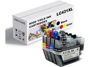 Ink Cartridge for Brother LC431XL High Yield,Compatible J1050DW J1140DW J101ODW Printer Page Yield Up to 500 Pages Black,500 Pages Color Combo Pack Ink Cartridge for Brother LC431XL High Yield,Compatible J1050DW J1140DW J101ODW Printer Page Yield Up to 500 Pages Black,500 Pages Color Combo Pack