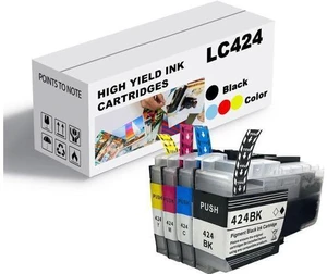 Ink Cartridge for Brother LC424 LC424BK LC424C LC424M LC424Y High Yield,Compatible J1200DW Printer 750 Pages Black,750 Pages Color Combo Pack Ink Cartridge for Brother LC424 LC424BK LC424C LC424M LC424Y High Yield,Compatible J1200DW Printer 750 Pages Black,750 Pages Color Combo Pack