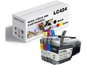 Ink Cartridge for Brother LC424 LC424BK LC424C LC424M LC424Y High Yield,Compatible J1200DW Printer 750 Pages Black,750 Pages Color Combo Pack Ink Cartridge for Brother LC424 LC424BK LC424C LC424M LC424Y High Yield,Compatible J1200DW Printer 750 Pages Black,750 Pages Color Combo Pack