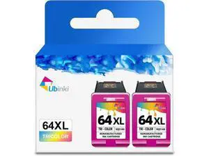 Ubinki 64XL Color Ink Cartridge Replacement Ink 64 XL HP64 HP64XL Cartridges for Envy 7855 7155 7858 7800 7955e 7255e 7900e 6200 6255 7830 7864 7120 6222 Tango x Printers (2-Pack) Ubinki 64XL Color Ink Cartridge Replacement Ink 64 XL HP64 HP64XL Cartridges for Envy 7855 7155 7858 7800 7955e 7255e 7900e 6200 6255 7830 7864 7120 6222 Tango x Printers (2-Pack)