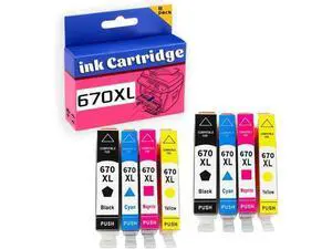 670XL Ink Cartridge High Yield Replacement Pack,Compatible for DESKJET 3525 5525 4615 4625 6525 Printer 2 Set 670XL Ink Cartridge High Yield Replacement Pack,Compatible for DESKJET 3525 5525 4615 4625 6525 Printer 2 Set
