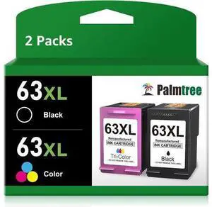 Palmtree Remanufactured Ink Cartridge Replacement Ink 63 63XL Ink Cartridges Black and Color OfficeJet 3830 4650 5255 Envy 4520 4512 4513 Deskjet 1112 2130 Printer (1 Black 1 Tri-Color) Palmtree Remanufactured Ink Cartridge Replacement Ink 63 63XL Ink Cartridges Black and Color OfficeJet 3830 4650 5255 Envy 4520 4512 4513 Deskjet 1112 2130 Printer (1 Black 1 Tri-Color)