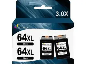 Relcolor 3X Capacity 64XL Black Ink Cartridge Replacement Ink 64 XL HP64XL HP64 for Envy 7855 7155 7858 7800 7100 6255 6252 6232 7120 7158 7164 7955e 7900e Tango Ink Printer (2 Black) Relcolor 3X Capacity 64XL Black Ink Cartridge Replacement Ink 64 XL HP64XL HP64 for Envy 7855 7155 7858 7800 7100 6255 6252 6232 7120 7158 7164 7955e 7900e Tango Ink Printer (2 Black)