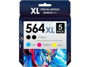 INKjetsclub Remanufactured Ink Cartridge Replacement 564XL, 2 Black, 1 Cyan, 1 Magenta & 1 Yellow, 5 Pack (No Photo Black) INKjetsclub Remanufactured Ink Cartridge Replacement 564XL, 2 Black, 1 Cyan, 1 Magenta & 1 Yellow, 5 Pack (No Photo Black)