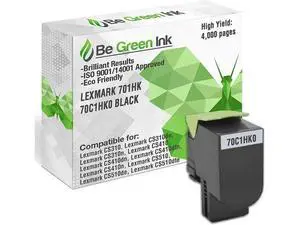 Be Green Ink Compatible Replacement Black Toner Cartridge for Lexmark CS310dn CS410dn CS310n CS310 CS510de CS410n CS 410 CS510 CS410dtn CS510dte - 701HK 70C1HK0 Black Toner (High Yield) Be Green Ink Compatible Replacement Black Toner Cartridge for Lexmark CS310dn CS410dn CS310n CS310 CS510de CS410n CS 410 CS510 CS410dtn CS510dte - 701HK 70C1HK0 Black Toner (High Yield)