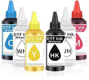 Welacer DTF Ink Premium 6x100ml Heat Transfer Ink Conversion Kit Refill L1800, R2400, L800, 1430, P400,P800,R2000,XP-15000 All DTF Printers,for DTF Film(White Cyan Magenta Yellow Black) Welacer DTF Ink Premium 6x100ml Heat Transfer Ink Conversion Kit Refill L1800, R2400, L800, 1430, P400,P800,R2000,XP-15000 All DTF Printers,for DTF Film(White Cyan Magenta Yellow Black)