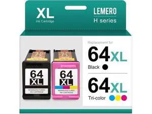 LEMERO Remanufactured 64 Ink Cartridge Replacement 64XL 64 XL Combo Pack for Envy Photo 7855 7155 7858 7800 6255 6230 7820 Printer (Black and Color, 2 Pack) 64XL Tango Ink Cartridges LEMERO Remanufactured 64 Ink Cartridge Replacement 64XL 64 XL Combo Pack for Envy Photo 7855 7155 7858 7800 6255 6230 7820 Printer (Black and Color, 2 Pack) 64XL Tango Ink Cartridges