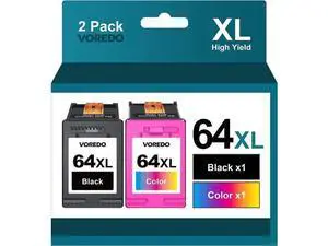64XL Ink Cartridge Combo Pack Replacement Ink 64 High Yield for Envy Photo 7858 7855 7155 6255 6252 7120 7158 Envy 7255e 7955e 7958e Tango X Terra Printer Remanufactured (1 Black, 1 Tri-Color) 64XL Ink Cartridge Combo Pack Replacement Ink 64 High Yield for Envy Photo 7858 7855 7155 6255 6252 7120 7158 Envy 7255e 7955e 7958e Tango X Terra Printer Remanufactured (1 Black, 1 Tri-Color)