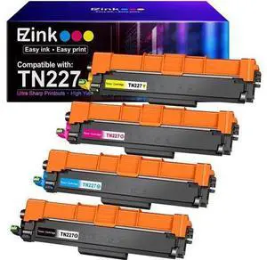 E-Z Ink (TM) Compatible Toner Cartridge Replacement for Brother TN227 TN227BK TN-227 TN223 compatible with MFC-L3750CDW HL-L3210CW HL-L3290CD HL-L3230CDW Printer (Black, Cyan, Magenta, Yellow, 4 Pack) E-Z Ink (TM) Compatible Toner Cartridge Replacement for Brother TN227 TN227BK TN-227 TN223 compatible with MFC-L3750CDW HL-L3210CW HL-L3290CD HL-L3230CDW Printer (Black, Cyan, Magenta, Yellow, 4 Pack)