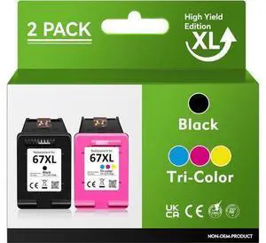 67XL Ink Cartridges Black Color Combo Pack Replacement 67, Ink 67,for Envy 6055e 6000, for DeskJet 2755e 2700 4155e 4100 6055 6455e 6400 4100e 2700e 6455 4155 2742e 2755 Printer(2-Pack) 67XL Ink Cartridges Black Color Combo Pack Replacement 67, Ink 67,for Envy 6055e 6000, for DeskJet 2755e 2700 4155e 4100 6055 6455e 6400 4100e 2700e 6455 4155 2742e 2755 Printer(2-Pack)