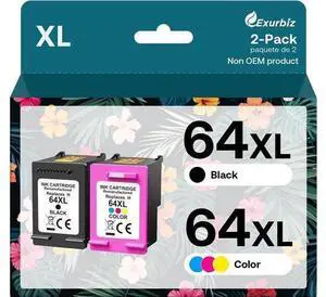 64XL Ink Cartridges Combo Pack Replacement 64 XL Ink Remanufactured for Envy Photo 7858 7855 7155 6255 6252 7120 6232 7158 7164 Envy Inspire 7950e Tango Series Printer (1 Black, 1 Tri-Color) 64XL Ink Cartridges Combo Pack Replacement 64 XL Ink Remanufactured for Envy Photo 7858 7855 7155 6255 6252 7120 6232 7158 7164 Envy Inspire 7950e Tango Series Printer (1 Black, 1 Tri-Color)