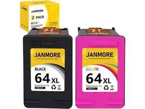 64XL Ink Cartridges Combo Pack Replacement 64 XL Ink Remanufactured for Envy Photo 7858 7855 6255 6252 7120 6232 7158 7164 Envy Inspire 7950e Tango Series Printer (1 Black, 1 Tri-Color) 64XL Ink Cartridges Combo Pack Replacement 64 XL Ink Remanufactured for Envy Photo 7858 7855 6255 6252 7120 6232 7158 7164 Envy Inspire 7950e Tango Series Printer (1 Black, 1 Tri-Color)