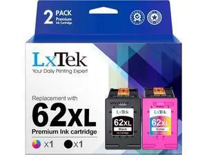 LxTek Ink Cartridge Replacement 62XL 62 XL to Compatible with Envy 5540 5660 7645 5642 5542 5643 5640 7644 OfficeJet 250 5740 200 5745 Printer (1 Black,1 Tri-Color, 2 Pack) LxTek Ink Cartridge Replacement 62XL 62 XL to Compatible with Envy 5540 5660 7645 5642 5542 5643 5640 7644 OfficeJet 250 5740 200 5745 Printer (1 Black,1 Tri-Color, 2 Pack)