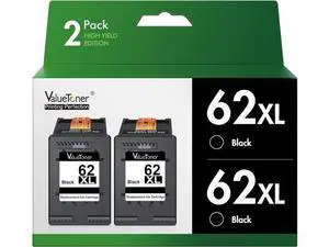 Valuetoner Remanufactured 62XL Black Ink Cartridge Combo Pack Replacement 62XL 62 XL High Yield for Envy 5540 5640 5660 7644 7645 OfficeJet 5740 8040 OfficeJet 250 200 Series Printer (2 Black) Valuetoner Remanufactured 62XL Black Ink Cartridge Combo Pack Replacement 62XL 62 XL High Yield for Envy 5540 5640 5660 7644 7645 OfficeJet 5740 8040 OfficeJet 250 200 Series Printer (2 Black)
