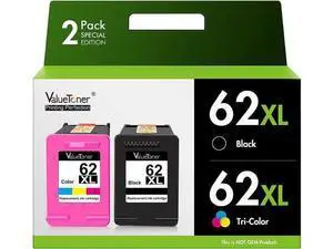 Valuetoner Remanufactured Ink Cartridge Replacement 62XL 62 XL to use with Envy 5540 5640 5660 7644 7645 OfficeJet 5740 8040 OfficeJet 200 250 Series Printer (1 Black, 1 Tri-Color, 2-Pack) Valuetoner Remanufactured Ink Cartridge Replacement 62XL 62 XL to use with Envy 5540 5640 5660 7644 7645 OfficeJet 5740 8040 OfficeJet 200 250 Series Printer (1 Black, 1 Tri-Color, 2-Pack)