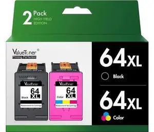 Valuetoner Remanufactured Ink Cartridge Replacement 64XL 64 XL for Envy Photo 7855 7858 7800 7100 7155 6255 6252 7120 6232 7158 7164 Inspire 7255e 7955e 7958e 7900e Tango Printer (Black, Color) Valuetoner Remanufactured Ink Cartridge Replacement 64XL 64 XL for Envy Photo 7855 7858 7800 7100 7155 6255 6252 7120 6232 7158 7164 Inspire 7255e 7955e 7958e 7900e Tango Printer (Black, Color)