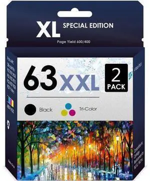 5-Star Compatible Inkjet Replacement 63XL Ink Cartridges. Works Well with OfficeJet 3830 Envy 4520 4512 OfficeJet 4650 5255 Deskjet 1112 2130 2132 Printers. 2 Pack (Black, Color) 5-Star Compatible Inkjet Replacement 63XL Ink Cartridges. Works Well with OfficeJet 3830 Envy 4520 4512 OfficeJet 4650 5255 Deskjet 1112 2130 2132 Printers. 2 Pack (Black, Color)
