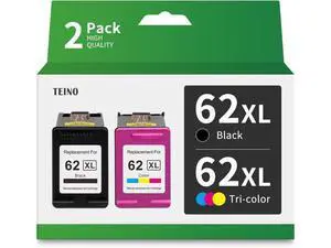 TEINO 62XL Remanufactured Ink Cartridge Replacement 62XL 62 use with OfficeJet 200 250 Mobile Envy 7640 5660 7645 5540 5740 5643 5640 8000 OfficeJet 5740 5745 5743 (Black Tri-Color, 2-Pack) TEINO 62XL Remanufactured Ink Cartridge Replacement 62XL 62 use with OfficeJet 200 250 Mobile Envy 7640 5660 7645 5540 5740 5643 5640 8000 OfficeJet 5740 5745 5743 (Black Tri-Color, 2-Pack)