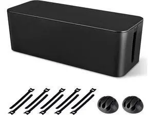 Cable Management Box, Large Cord Organizer Box to Hide Power Strip & Under Desk,TV Computer Wires Cable Organizer Hider Box with Cable Clips&Reusable Cable Ties for Home/Office(Black) Cable Management Box, Large Cord Organizer Box to Hide Power Strip & Under Desk,TV Computer Wires Cable Organizer Hider Box with Cable Clips&Reusable Cable Ties for Home/Office(Black)
