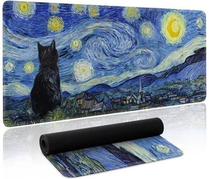 Starry Night Cat Gaming Mouse Pad Large Desk Mat Extended Keyboard Mouse Pad Anime Mousepad with Non-Slip Base and Stitched Edge Mouse Mat Desk Pad 31.5 x 11.8 Mouse Pads for Desk Home Office Gaming Starry Night Cat Gaming Mouse Pad Large Desk Mat Extended Keyboard Mouse Pad Anime Mousepad with Non-Slip Base and Stitched Edge Mouse Mat Desk Pad 31.5 x 11.8 Mouse Pads for Desk Home Office Gaming