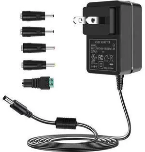 24V 1.5A Power Supply Cord 36W AC DC Adapter 100-240V to 24 Volt with 5 Interchangeable Tips Compatible with LED Strip Lights Light Diffuser Speakers and More (Not for Charging) 24V 1.5A Power Supply Cord 36W AC DC Adapter 100-240V to 24 Volt with 5 Interchangeable Tips Compatible with LED Strip Lights Light Diffuser Speakers and More (Not for Charging)