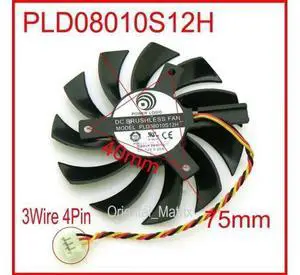 PLD08010S12H 12V 0.25A 75mm 40*40*40mm 3Wire 4Pin VGA Fan For MSI N450GTS-MD1GD3 Graphics Card Cooling Fan PLD08010S12H 12V 0.25A 75mm 40*40*40mm 3Wire 4Pin VGA Fan For MSI N450GTS-MD1GD3 Graphics Card Cooling Fan